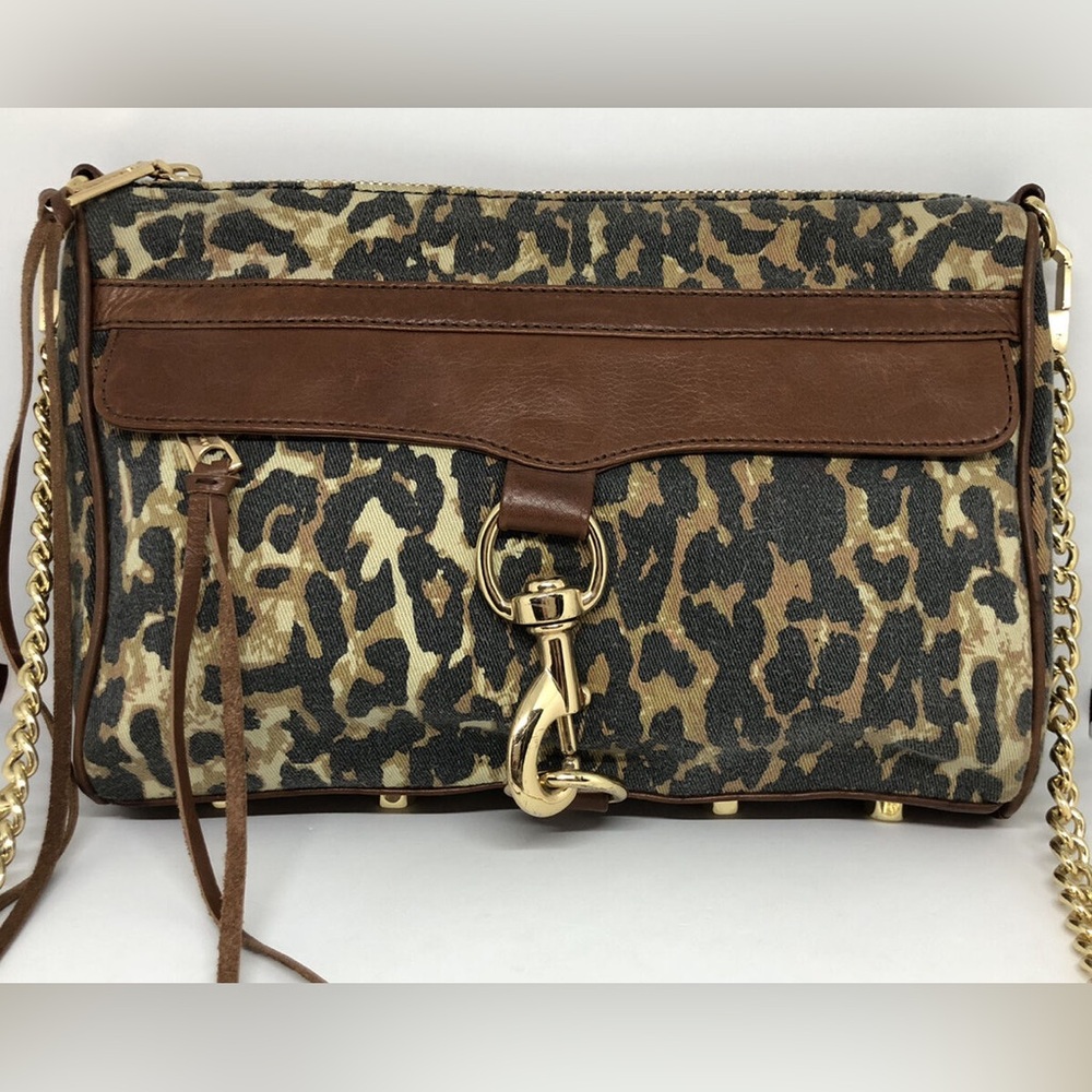 Rebecca Minkoff Leopard Print Denim Crossbody Bag with Leather Detail